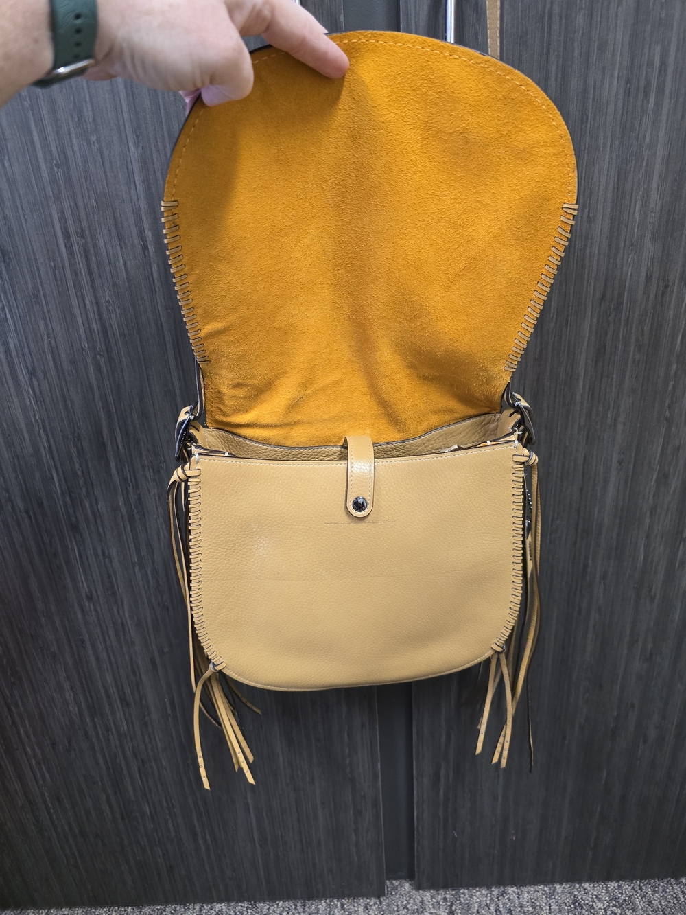 Coach 1941 Whiplash Fringe Saddle Bag Tan Pebbled Leather Crossbody Boho - Picture 3 of 7
